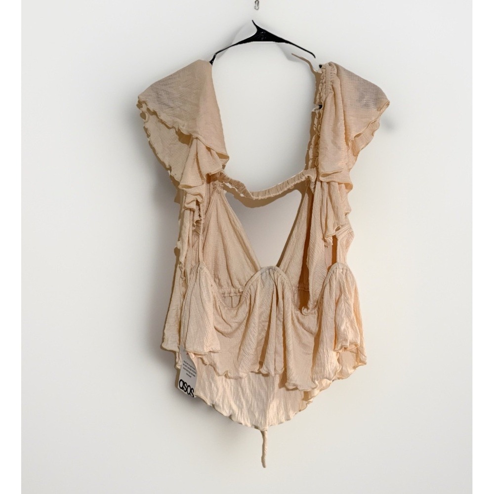ASOS Crinkle Flutter Open Back Festival Party Top 14 Boho Beach Ruffle Cream NWT - Picture 4 of 8